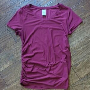 Time And Tru Maternity Short Sleeve Wine-colored Tee, Size Small
